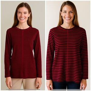 IRIDIUM REVERSIBLE TOP PULL ON PIMA COTTON STRIPES COMFY CREWNECK CASUAL S